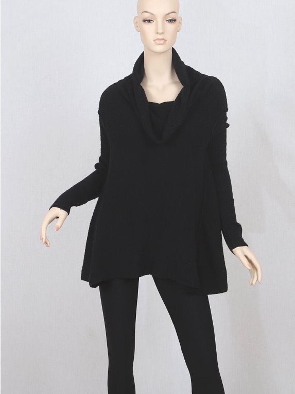 Free People Black Cowl Neck Pullover Sweater Soft knit texture Large